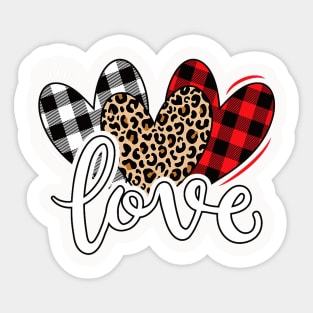 Cute Valentines Day Leopard Plaid Love Heart Women Girls Sticker